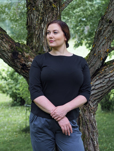 Fiia paita, 3/4 hiha, musta