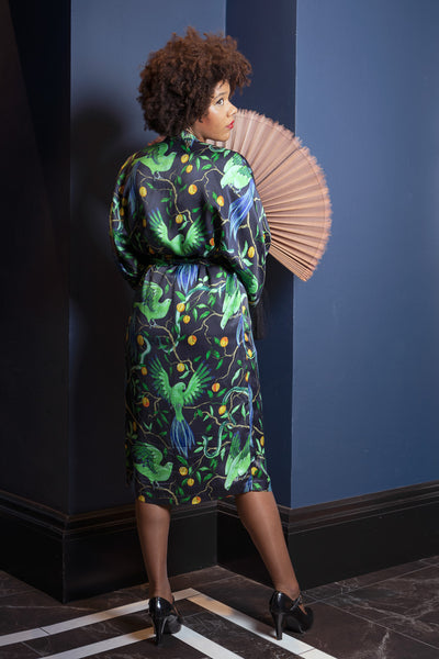 The Muse Wrap Dress, Birds in Paradise Night Sky