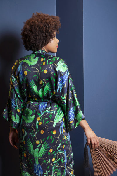 The Muse Wrap Dress, Birds in Paradise Night Sky